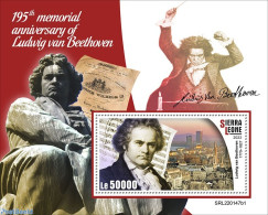 Sierra Leone 2022 195th Memorial Anniversary Of Ludwig Van Beethoven, Mint NH, Performance Art - Music - Art - Composers - Música