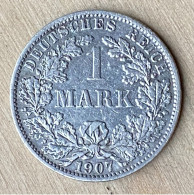 1907 AA Germany .900 Silver Coin Mark,KM#14,6026 - 1 Mark