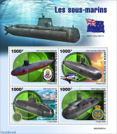 Niger 2022 Submarines, Mint NH, History - Transport - Flags - Militarism - Ships And Boats - Militaria