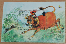 JERSEY 1997, Chinese New Year, Ox, Animals, Mi #B14, Souvenir Sheet, MLH* - Año Nuevo Chino