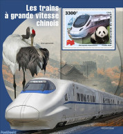 Niger 2022 Chinese Speed Trains, Mint NH, Nature - Transport - Birds - Railways - Pandas - Trains