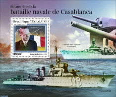 Togo 2022 80 Years Since The Battle Of Casablanca, Mint NH, History - Transport - Flags - World War II - Ships And Boats - WW2