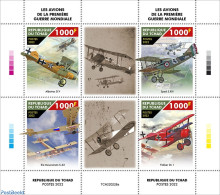 Chad 2022 WW1 Planes, Mint NH, History - Transport - Aircraft & Aviation - World War I - Other & Unclassified