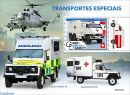 Guinea Bissau 2022 Special Transport , Mint NH, Health - Transport - Red Cross - Automobiles - Helicopters - Croce Rossa