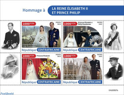 Central Africa 2022 Tribute To Queen Elizabeth II And Prince Philip, Mint NH, History - Kings & Queens (Royalty) - Royalties, Royals