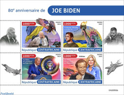 Central Africa 2022 80th Anniversary Of Joe Biden, Mint NH, History - Nature - Transport - American Presidents - Birds.. - Vliegtuigen