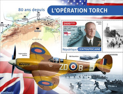 Central Africa 2022 80 Years Since The Operation Torch, Mint NH, History - Transport - World War II - Aircraft & Aviat.. - WW2 (II Guerra Mundial)