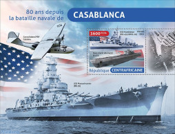 Central Africa 2022 80 Years Since The Battle Of Casablanca, Mint NH, History - Transport - Flags - World War II - Air.. - WW2