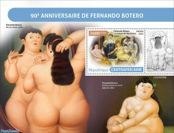 Central Africa 2022 90th Anniversary Of Fernando Botero, Mint NH, Art - Nude Paintings - Central African Republic