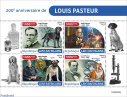 Central Africa 2022 200th Anniversary Of Louis Pasteur, Mint NH, Health - Nature - Science - Health - Dogs - Centrafricaine (République)