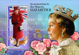 Liberia 2022 In Memory To Her Majesty Elizabeth II, Mint NH, History - Nature - Kings & Queens (Royalty) - Dogs - Königshäuser, Adel