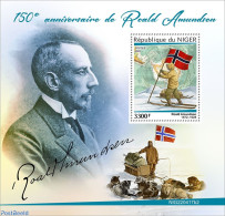 Niger 2022 150th Anniversary Of Roald Amundsen, Mint NH, History - Nature - Transport - Various - Explorers - Flags - .. - Exploradores