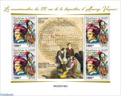 Niger 2022 510th Memorial Anniversary Of Amerigo Vespucci, Mint NH, History - Various - Explorers - Globes - Exploradores