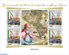 Niger 2022 510th Memorial Anniversary Of Amerigo Vespucci, Mint NH, History - Transport - Various - Explorers - Ships .. - Exploradores