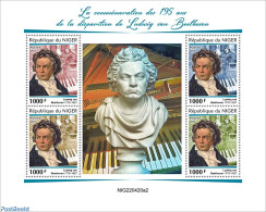 Niger 2022 195th Memorial Anniversary Of Ludwig Van Beethoven, Mint NH, Performance Art - Music - Musical Instruments .. - Musik