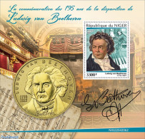 Niger 2022 195th Memorial Anniversary Of Ludwig Van Beethoven, Mint NH, Performance Art - Music - Musical Instruments .. - Musique