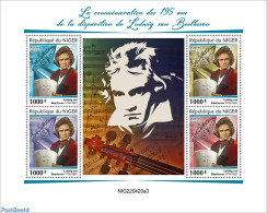 Niger 2022 195th Memorial Anniversary Of Ludwig Van Beethoven, Mint NH, Performance Art - Music - Musical Instruments .. - Música