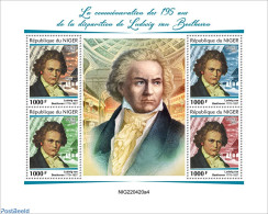 Niger 2022 195th Memorial Anniversary Of Ludwig Van Beethoven, Mint NH, Performance Art - Music - Art - Composers - Música
