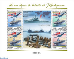 Niger 2022 80 Years Since The Battle Of Madagascar, Mint NH, History - Transport - Flags - Militarism - World War II -.. - Militaria