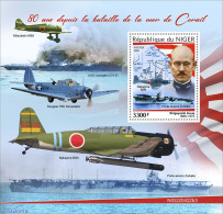 Niger 2022 80 Years Since The Battle Of The Coral Sea, Mint NH, History - Transport - Flags - World War II - Aircraft .. - Guerre Mondiale (Seconde)