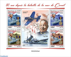 Niger 2022 80 Years Since The Battle Of The Coral Sea, Mint NH, History - Transport - Various - World War II - Aircraf.. - WW2