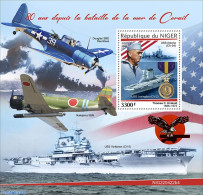 Niger 2022 80 Years Since The Battle Of The Coral Sea, Mint NH, History - Nature - Transport - Flags - World War II - .. - 2. Weltkrieg
