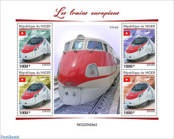 Niger 2022 European Trains, Mint NH, Transport - Railways - Treinen