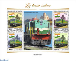 Niger 2022 Indian Trains, Mint NH, History - Transport - Flags - Railways - Treinen