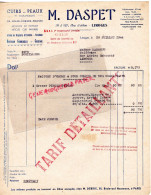 87- LIMOGES- FACTURE M. DASPET- CUIRS TANNERIE GANTERIE-MME MARCOUT COIFFURE RUE ADRIEN DUBOUCHE-1944 ZONE OCCUPEE PARIS - Petits Métiers