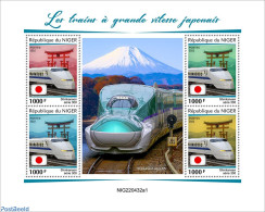 Niger 2022 Japanese High-speed Trains, Mint NH, Sport - Transport - Mountains & Mountain Climbing - Railways - Klimmen