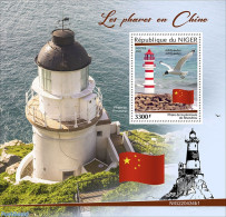 Niger 2022 Lighthouses In China, Mint NH, History - Nature - Various - Flags - Birds - Lighthouses & Safety At Sea - Vuurtorens