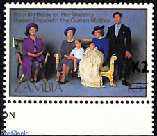 Zambia 1991 85th Birthday Of Queen Elisabeth, Overprint, Mint NH, History - Charles & Diana - Kings & Queens (Royalty) - Familles Royales