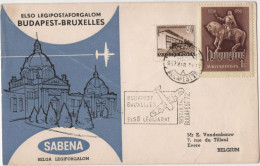 Elso Legipostaforgalom Budapest Bruxelles Sabena Belga Legiforgalom - Envelope - Briefe U. Dokumente