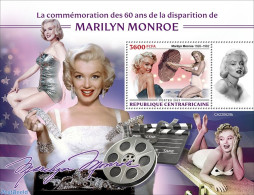 Central Africa 2022 60th Memorial Anniversary Of Marilyn Monroe, Mint NH, Performance Art - Marilyn Monroe - Movie Stars - Schauspieler