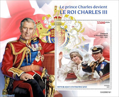 Central Africa 2022 King Charles III, Mint NH, History - Charles & Diana - Kings & Queens (Royalty) - Familles Royales