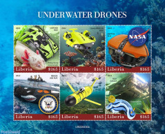 Liberia 2022 Under Water Drones, Mint NH, History - Nature - Transport - Explorers - Animals (others & Mixed) - Corals - Explorers