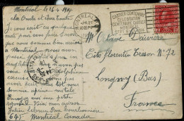 Carte Fantaisie - Obl. MONTREAL  - 27/04/1914 Pour Longwy - + Flamme ( Centenaire Cartier ) - Brieven En Documenten