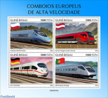 Guinea Bissau 2022 European Speed Trains, Mint NH, Transport - Railways - Eisenbahnen