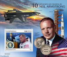 Guinea Bissau 2022 10th Memorial Anniversary Of Neil Armstrong , Mint NH, Transport - Aircraft & Aviation - Space Expl.. - Flugzeuge