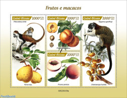 Guinea Bissau 2022 Fruits And Monkeys, Mint NH, Nature - Fruit - Monkeys - Fruits