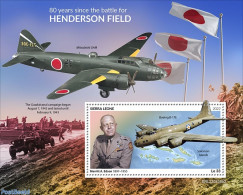 Sierra Leone 2022 80 Years Since The Battle Of Henderson Field, Mint NH, History - Transport - Flags - World War II - .. - Guerre Mondiale (Seconde)