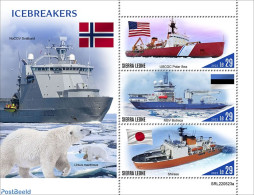 Sierra Leone 2022 Icebreakers , Mint NH, History - Nature - Transport - Flags - Bears - Ships And Boats - Bateaux