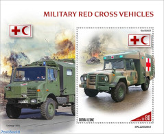 Sierra Leone 2022 Military Red Cross Vehicles, Mint NH, Health - History - Transport - Red Cross - Militarism - Automo.. - Cruz Roja
