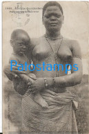 229575 AFRICA COSTUMES NATIVE WOMAN SEMI NUDE & BABY BREAK CIRCULATED TO ARGENTINA POSTAL POSTCARD - Unclassified