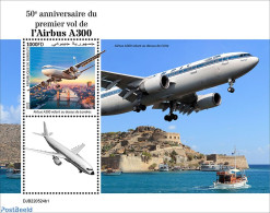 Djibouti 2022 50th Anniversary Of The First Flight Of The Airbus A300, Mint NH, Transport - Aircraft & Aviation - Airplanes