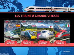 Djibouti 2022 High Speed Trains, Mint NH, History - Sport - Transport - Flags - Mountains & Mountain Climbing - Railways - Climbing