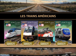 Djibouti 2022 American Trains, Mint NH, History - Transport - Flags - Railways - Eisenbahnen
