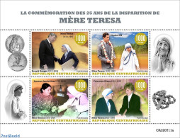 Central Africa 2022 25th Memorial Anniversary Of Mother Teresa, Mint NH, History - Religion - American Presidents - Ch.. - Familles Royales