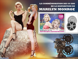 Central Africa 2022 60th Memorial Anniversary Of Marilyn Monroe, Mint NH, Performance Art - Marilyn Monroe - Movie Stars - Actores