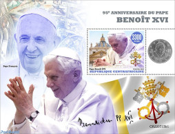 Central Africa 2022 95th Anniversary Of Pope Benedict XVI, Mint NH, Religion - Pope - Papas